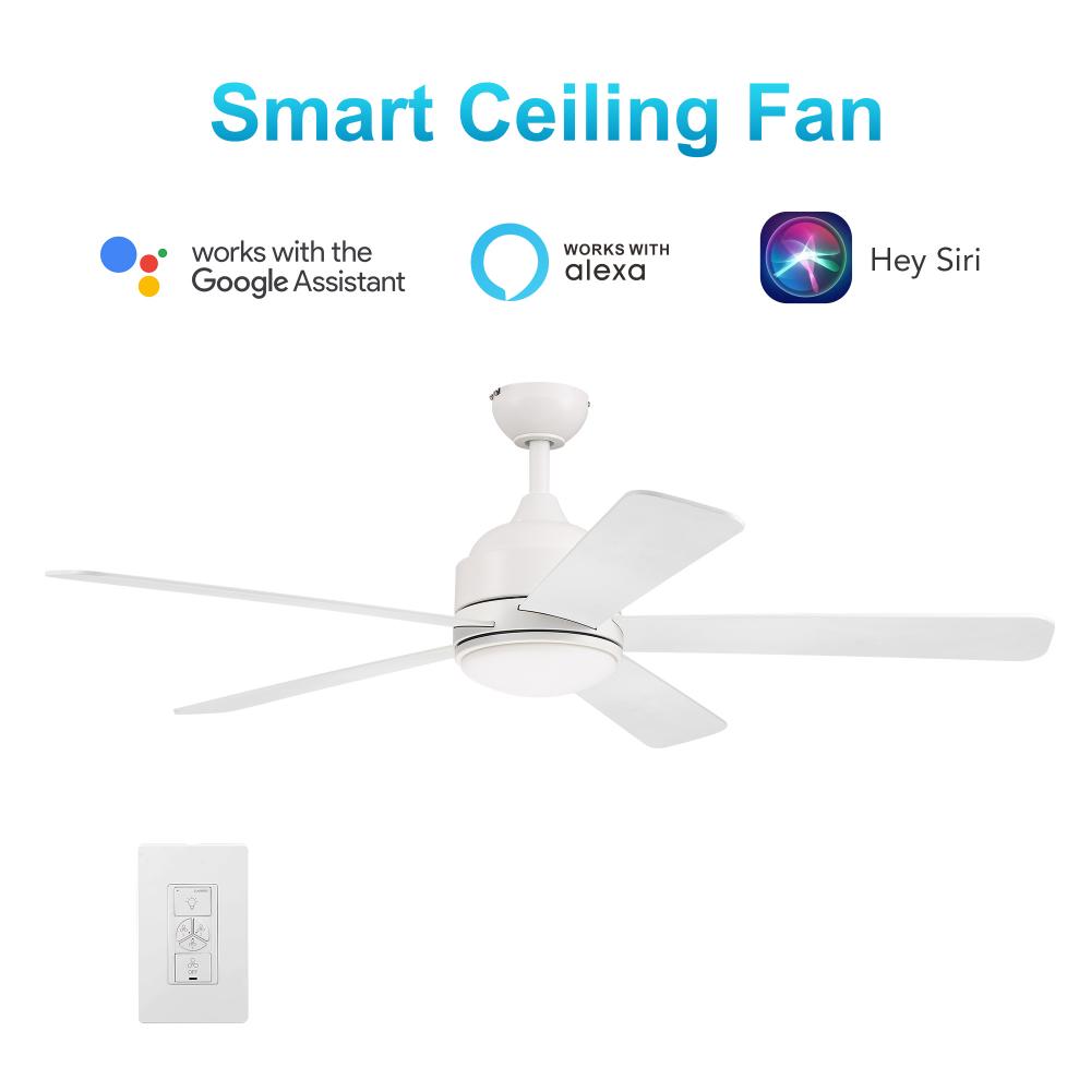 Simoy 52-inch Indoor Smart Ceiling Fan with LED Light Kit and Wall Control, Works with Google Assist