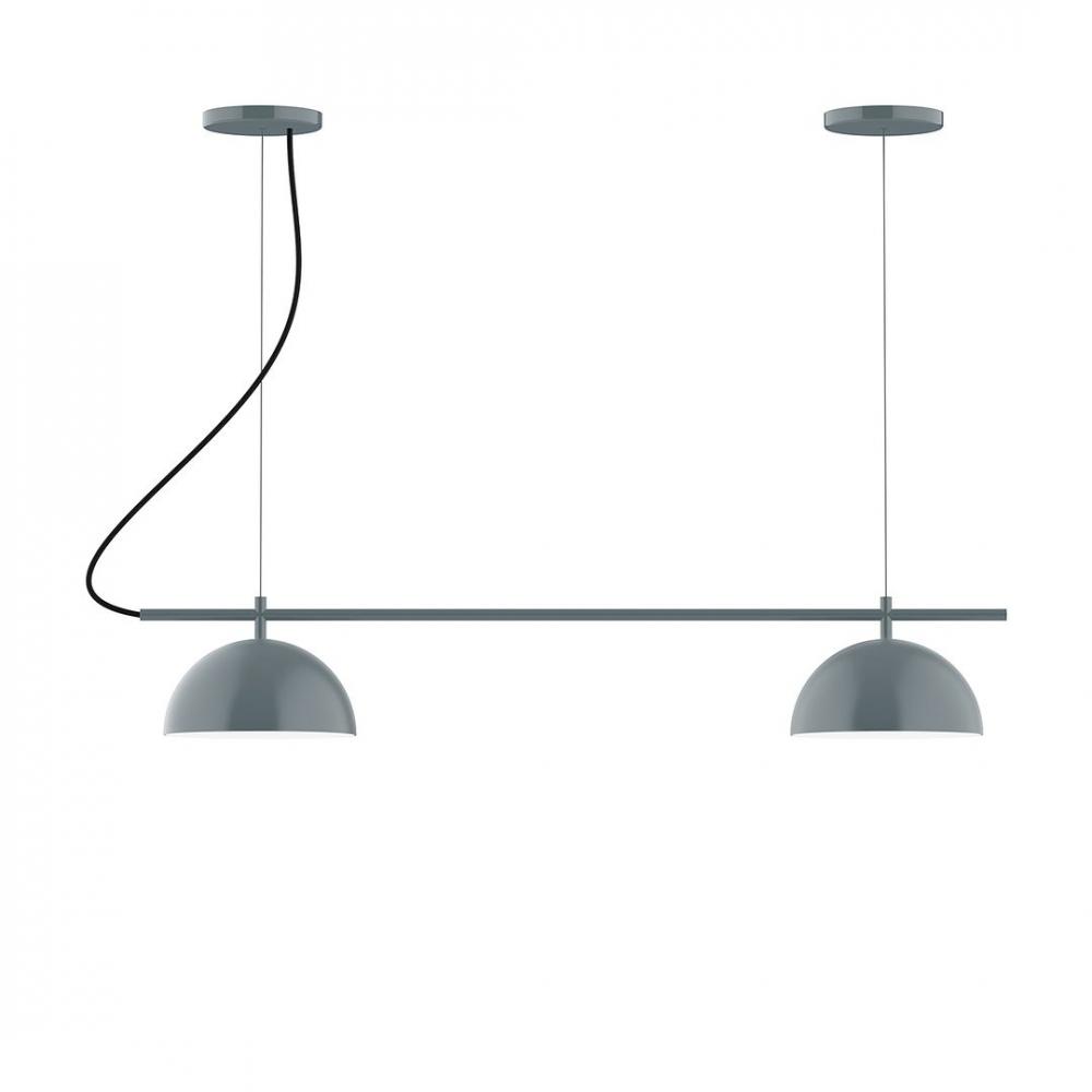 2-Light Linear Pinnacle LED Chandelier with Neutral Argyle Fabric Cord, Barn Red