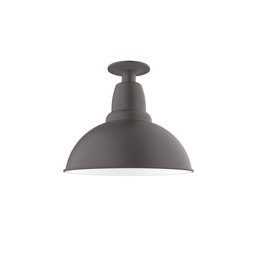 12" Cafe LED Flush Mount Light with wire grill in Bronze Matte