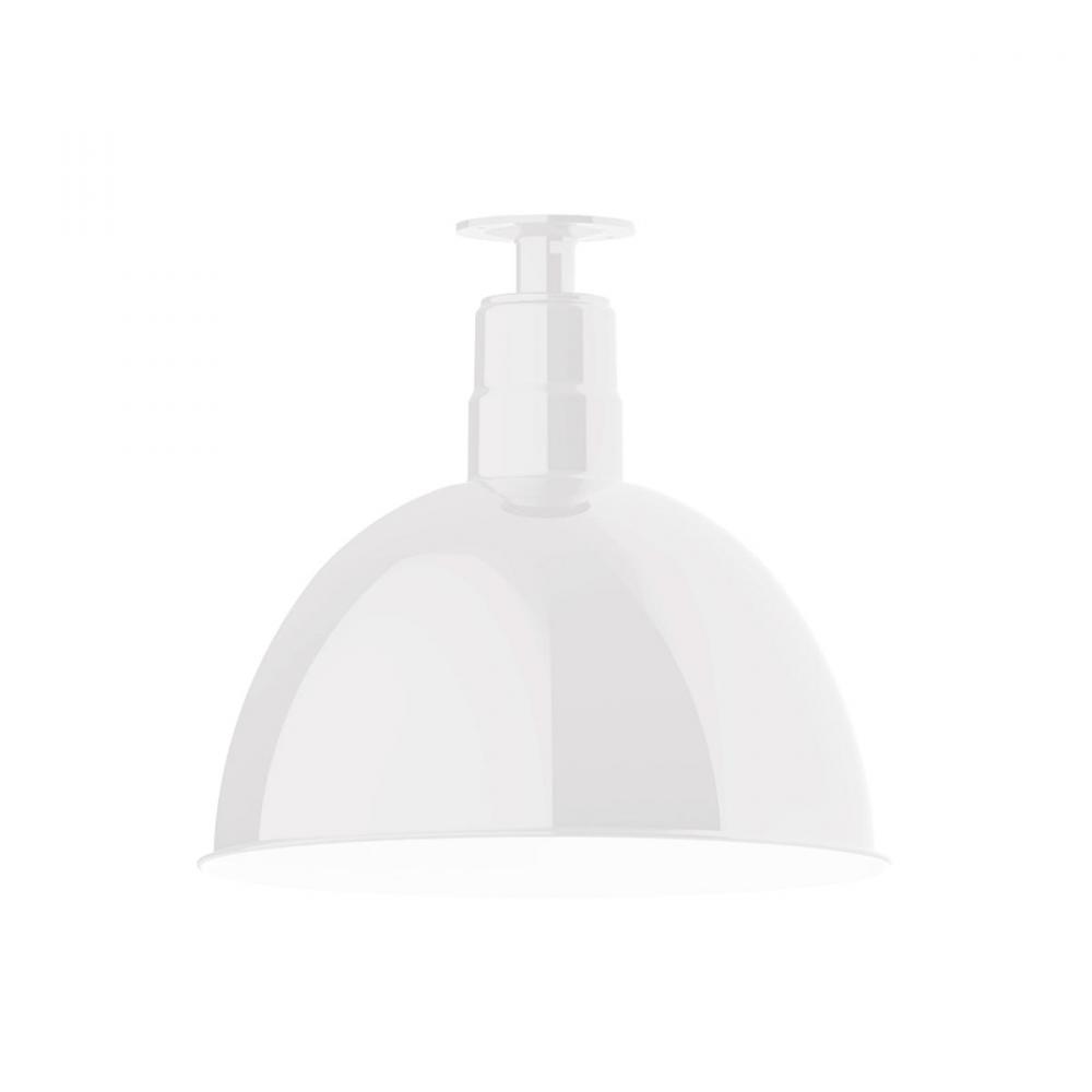 16" Deep Bowl shade, flush mount ceiling light with clear glass and cast guard, White