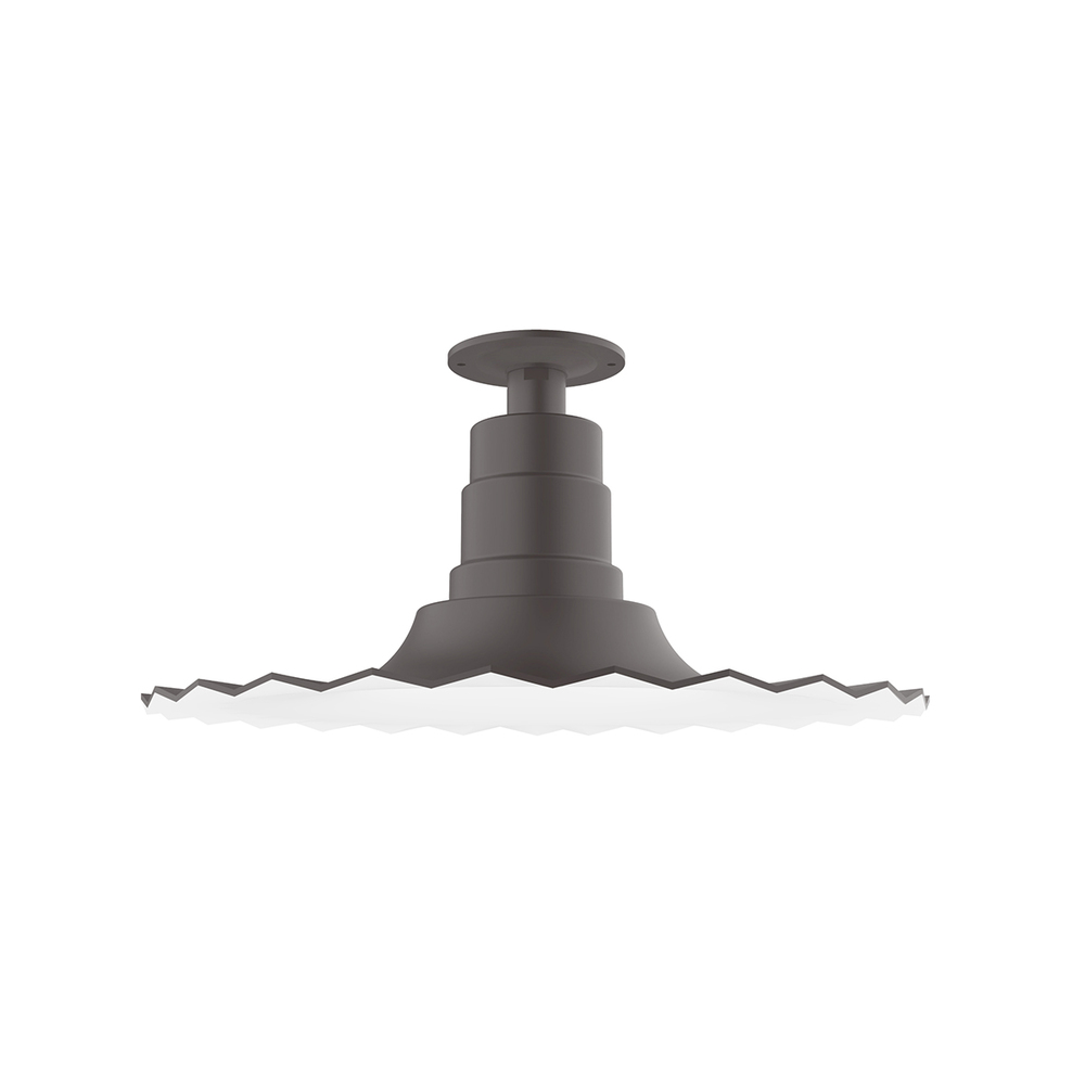 16" Radial shade, Flush Mount Light ceiling light with Frosted Glass and cast guard, Bronze Matt