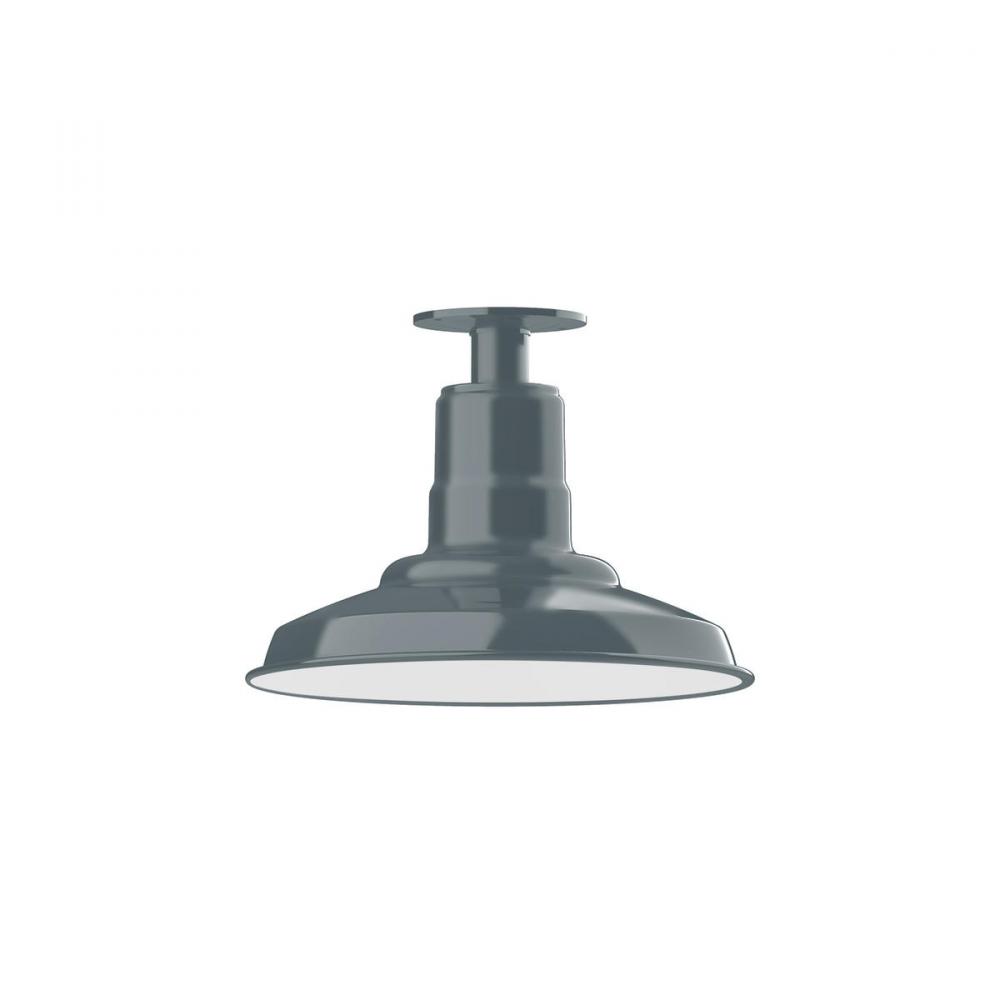 12" Warehouse shade, flush mount ceiling light, Slate Gray