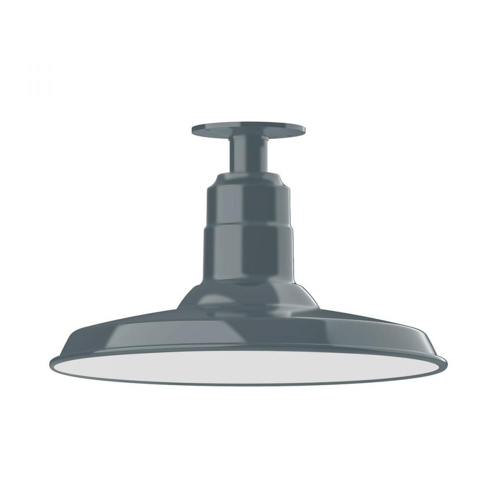 14" Warehouse shade, flush mount ceiling light, Slate Gray