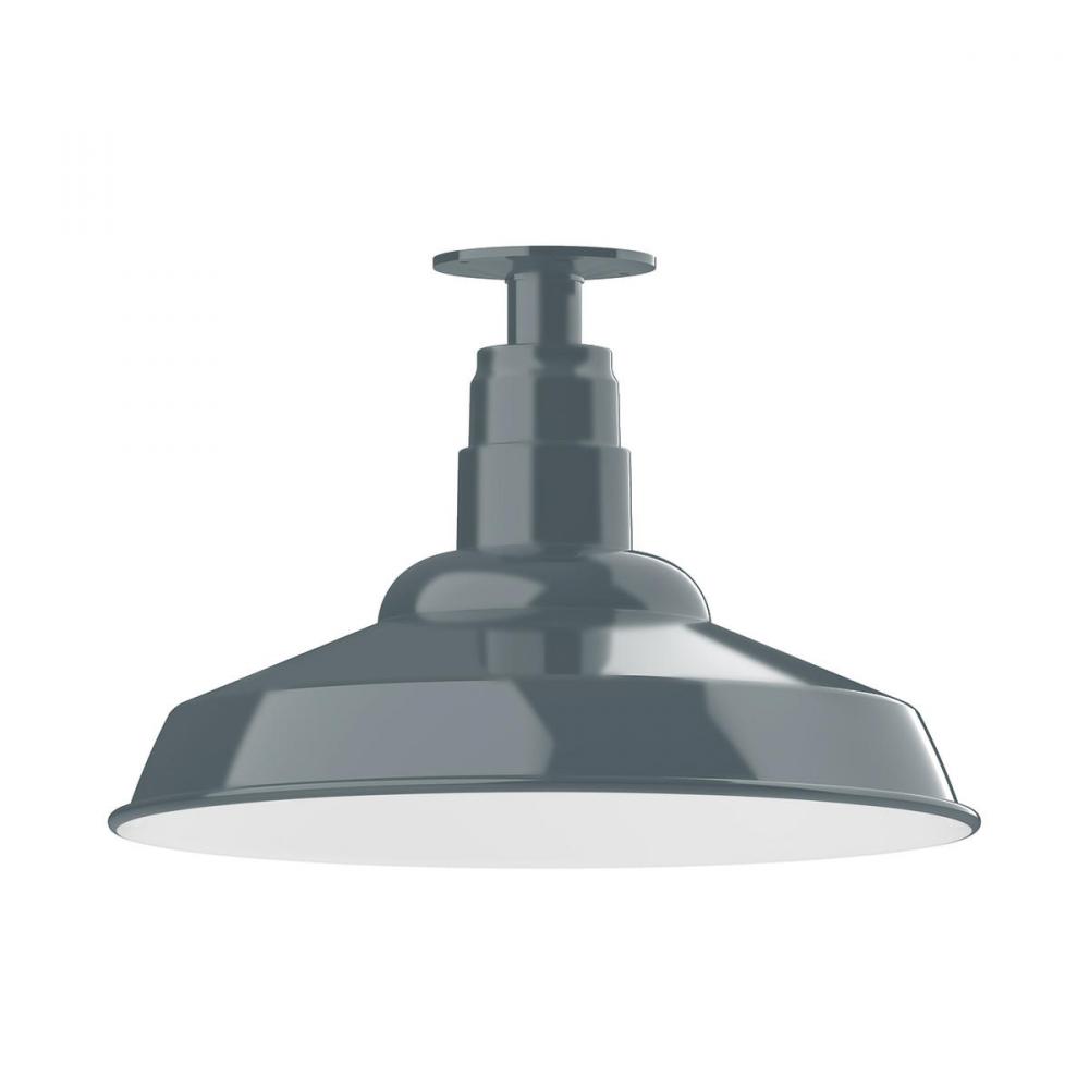 16" Warehouse shade, flush mount ceiling light, Slate Gray