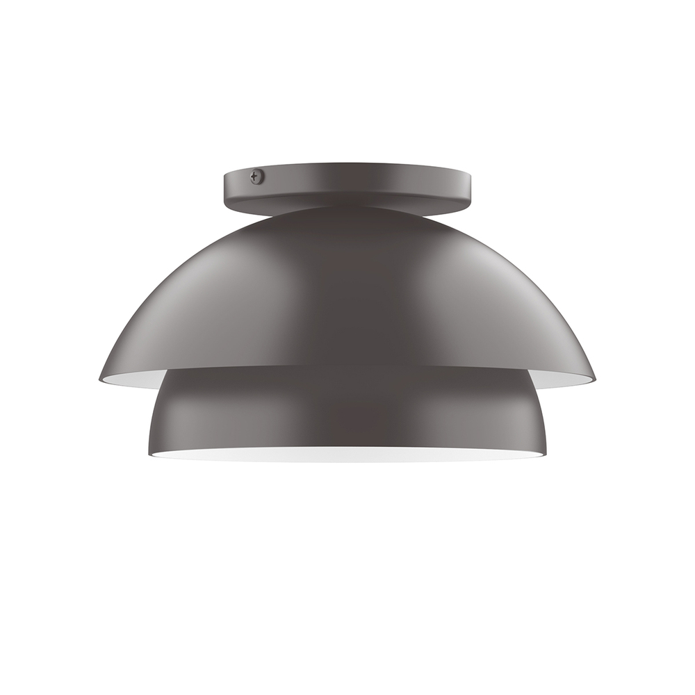 10" Nest Flush Mount with 6 inch white opal glass globe, Bronze Matte