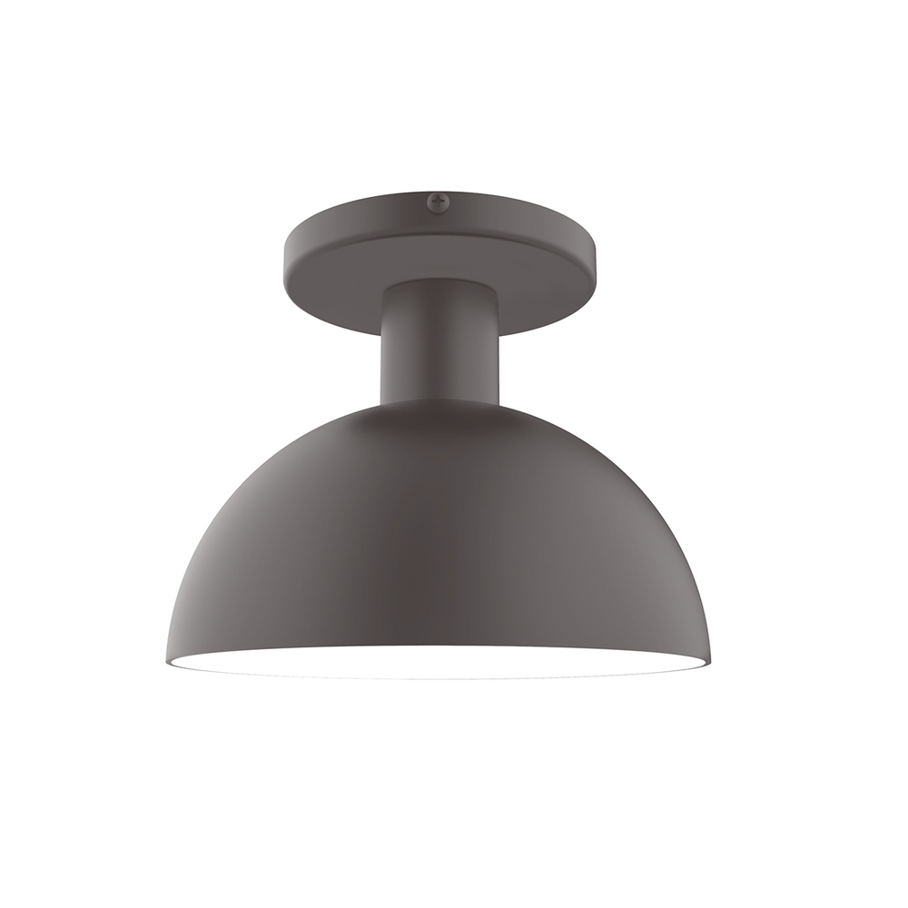 8" Ray Flush Mount with 6 inch white opal glass globe, Bronze Matte