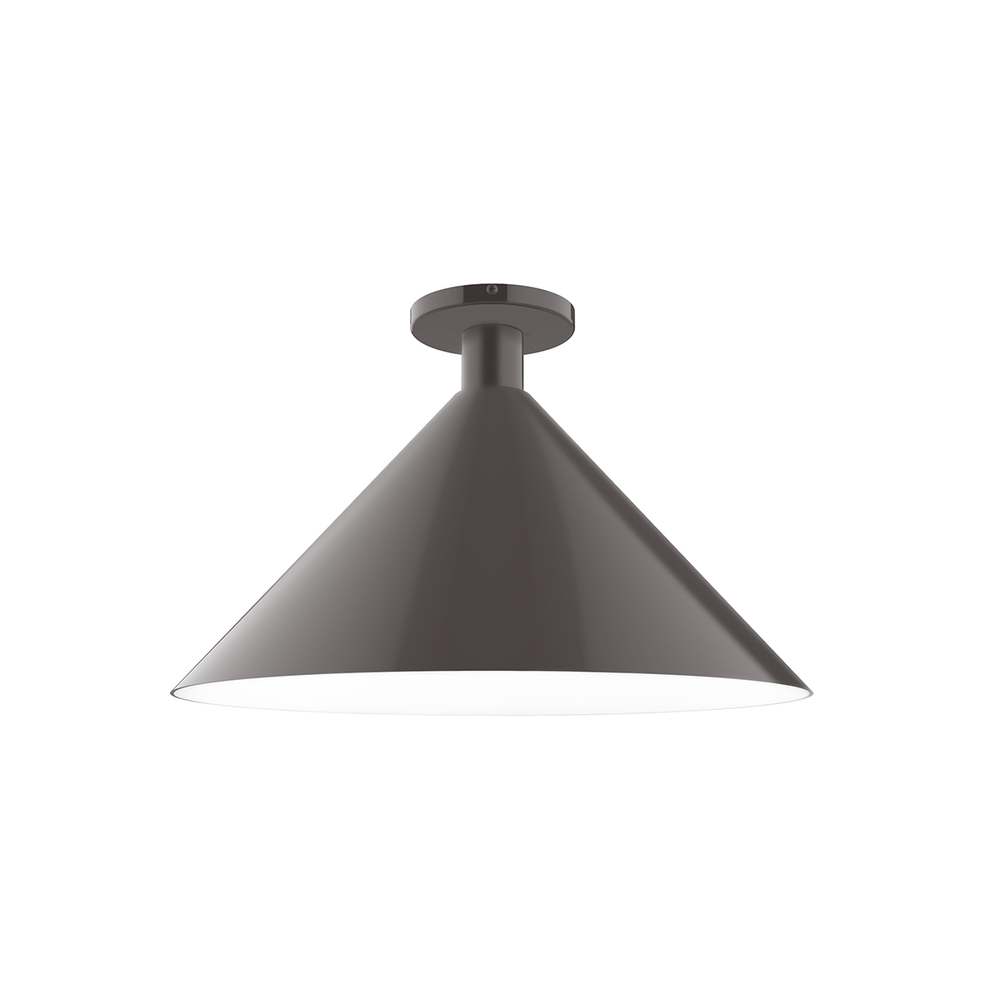 18" Chase Flush Mount with 6 inch white opal glass globe, Architectural Bronze