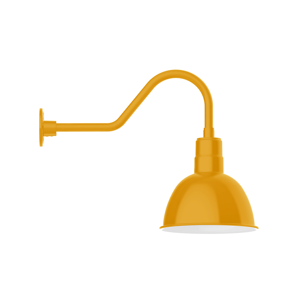 12" Deep Bowl shade, LED Gooseneck Wall mount with wire grill, Bright Yellow