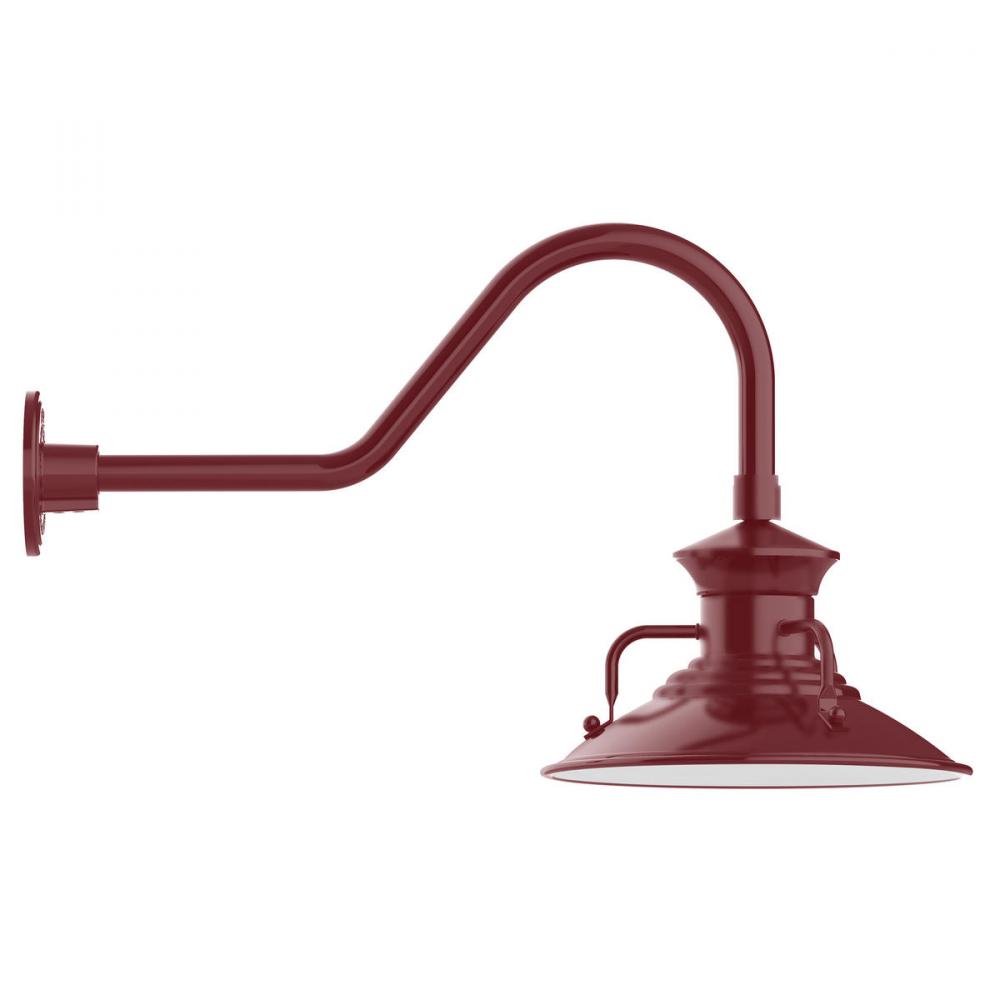 12" Homestead shade, gooseneck wall mount with clear glass and cast guard, Barn Red