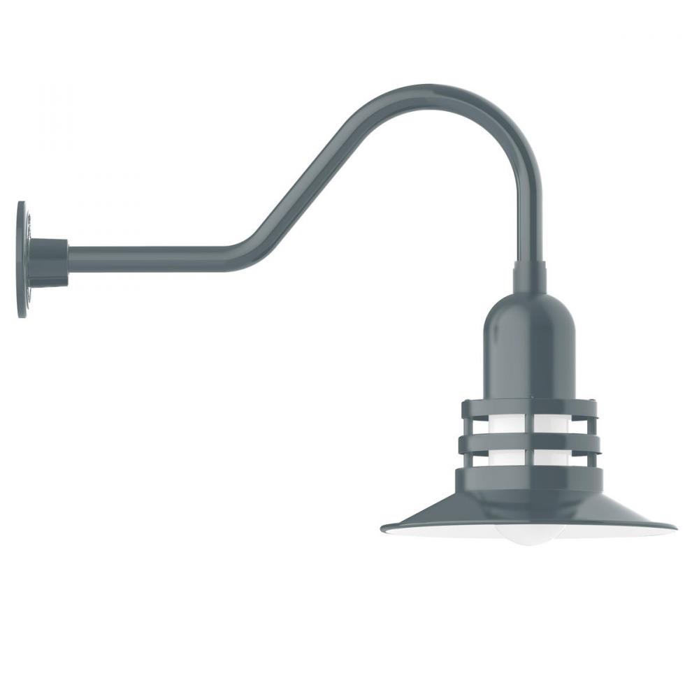 12" Atomic shade, gooseneck wall mount, Slate Gray