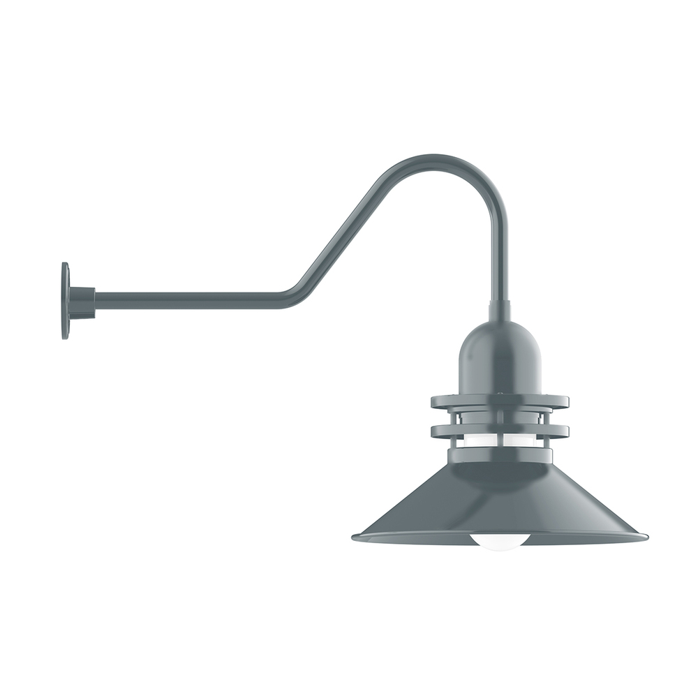 18" Atomic shade, gooseneck wall mount, Slate Gray