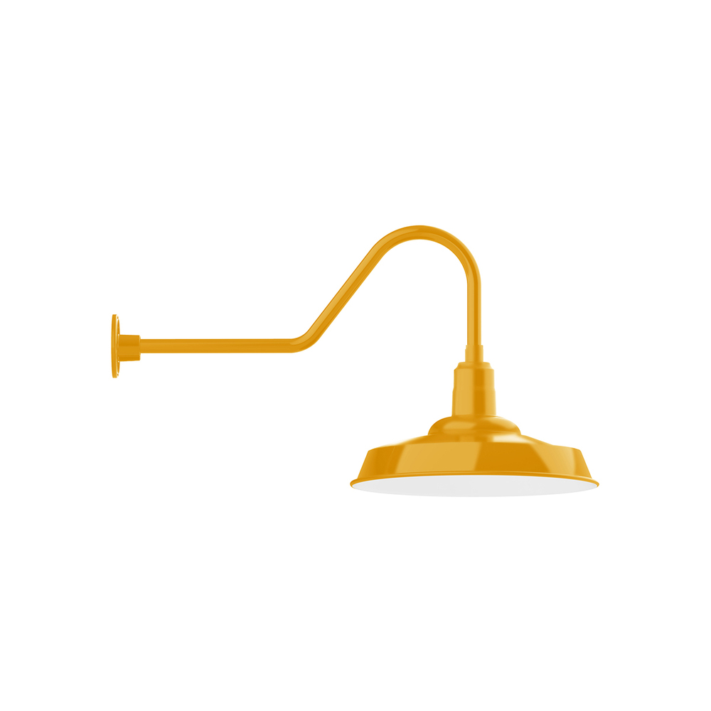 18" Warehouse shade, gooseneck wall mount, Bright Yellow