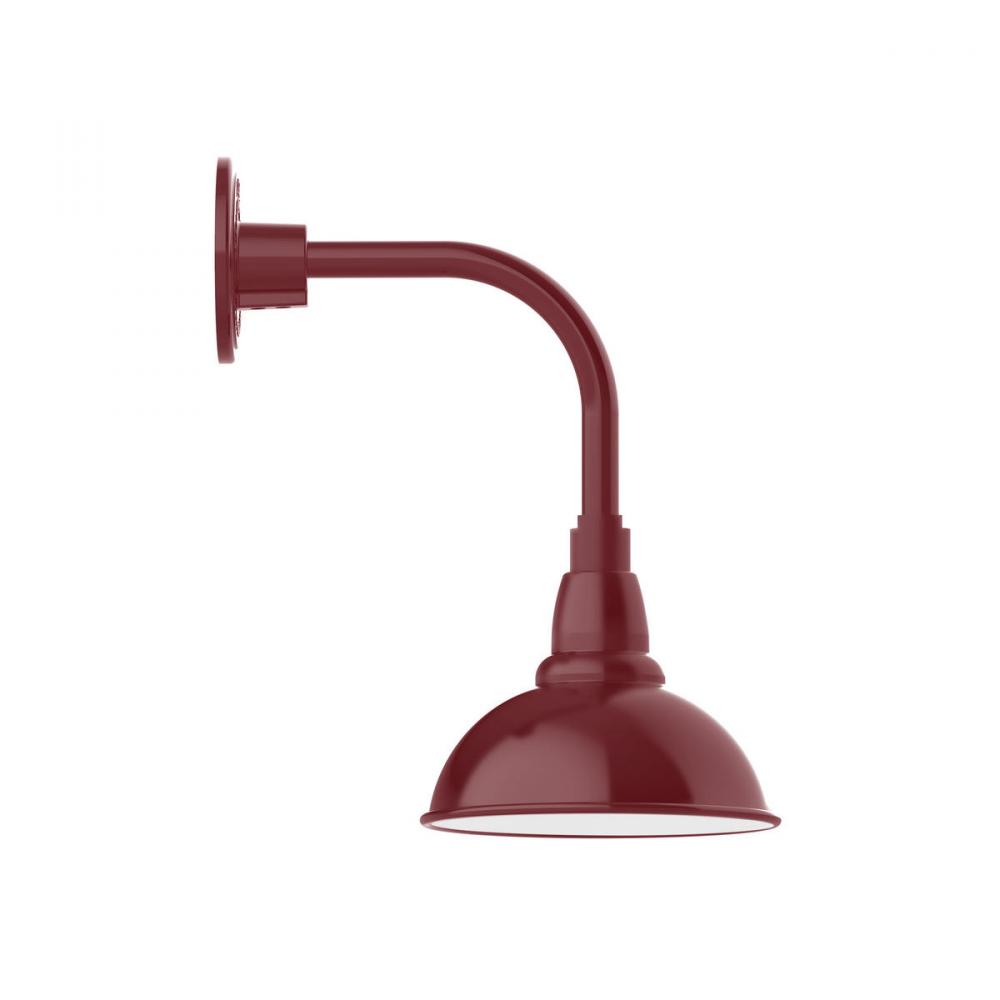 8" Cafe shade, Curved Arm wall mount, decorative canopy cover & clear glass & cast guard, Barn R