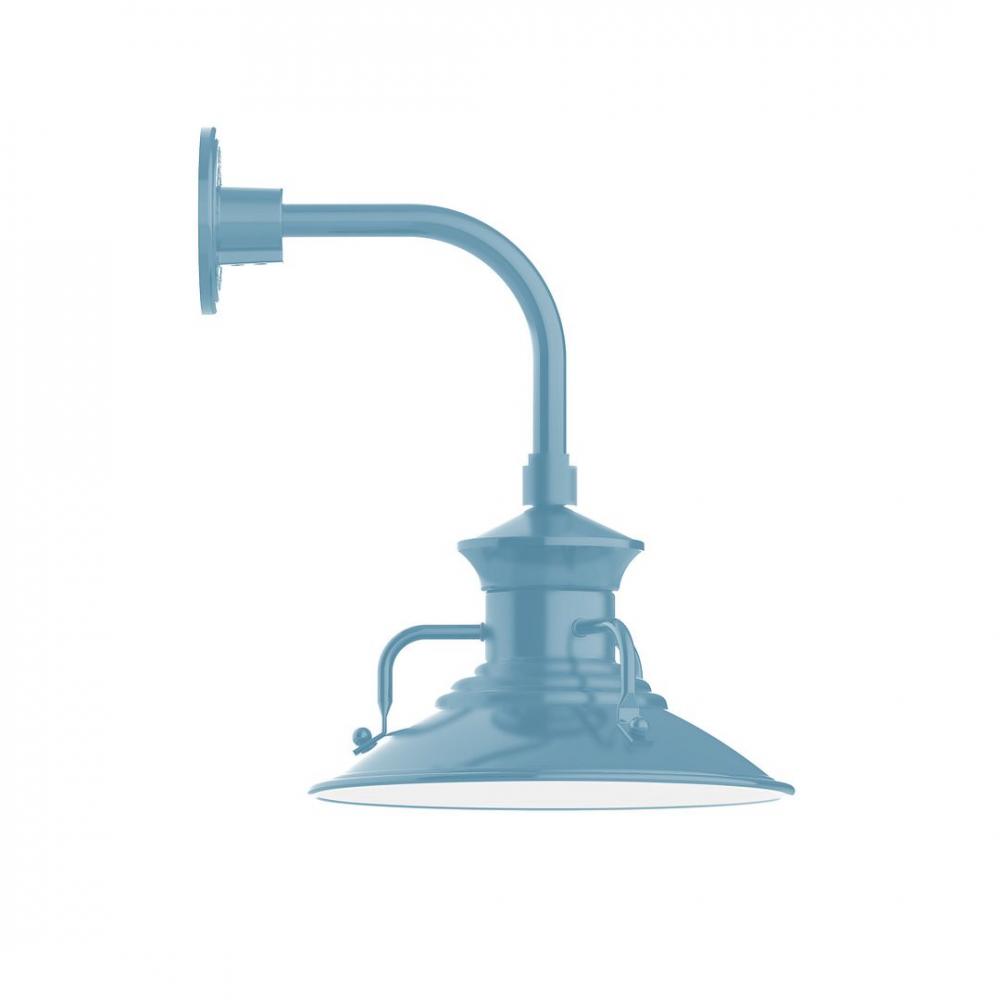 12" Homestead shade, LED Curved Arm Wall mount, Light Blue