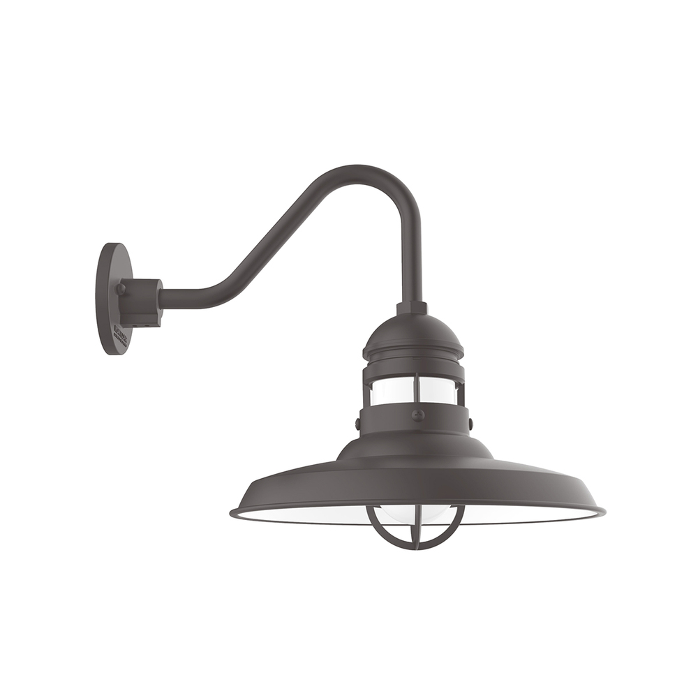 14.5" Liberty shade, Gooseneck wall mount, Frosted Glass, Bronze Matte
