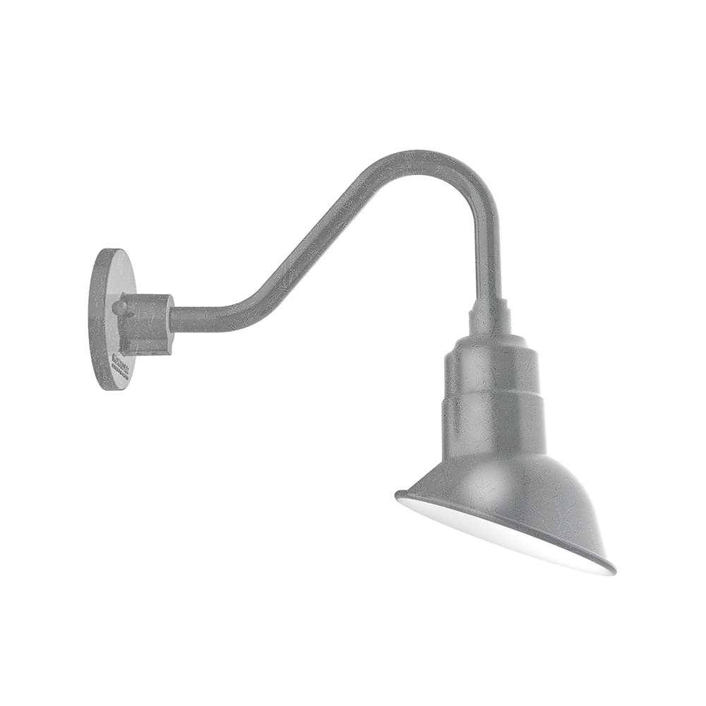 7" Angle shade LED Gooseneck Wall mount with swivel, Painted Galvanized