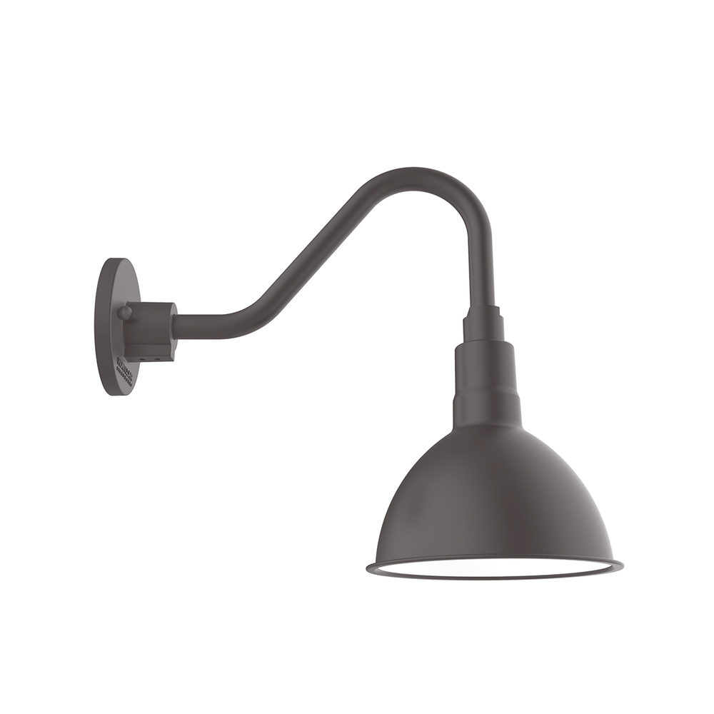 10" Deep Bowl shade, gooseneck wall mount with wire grill, Bronze Matte