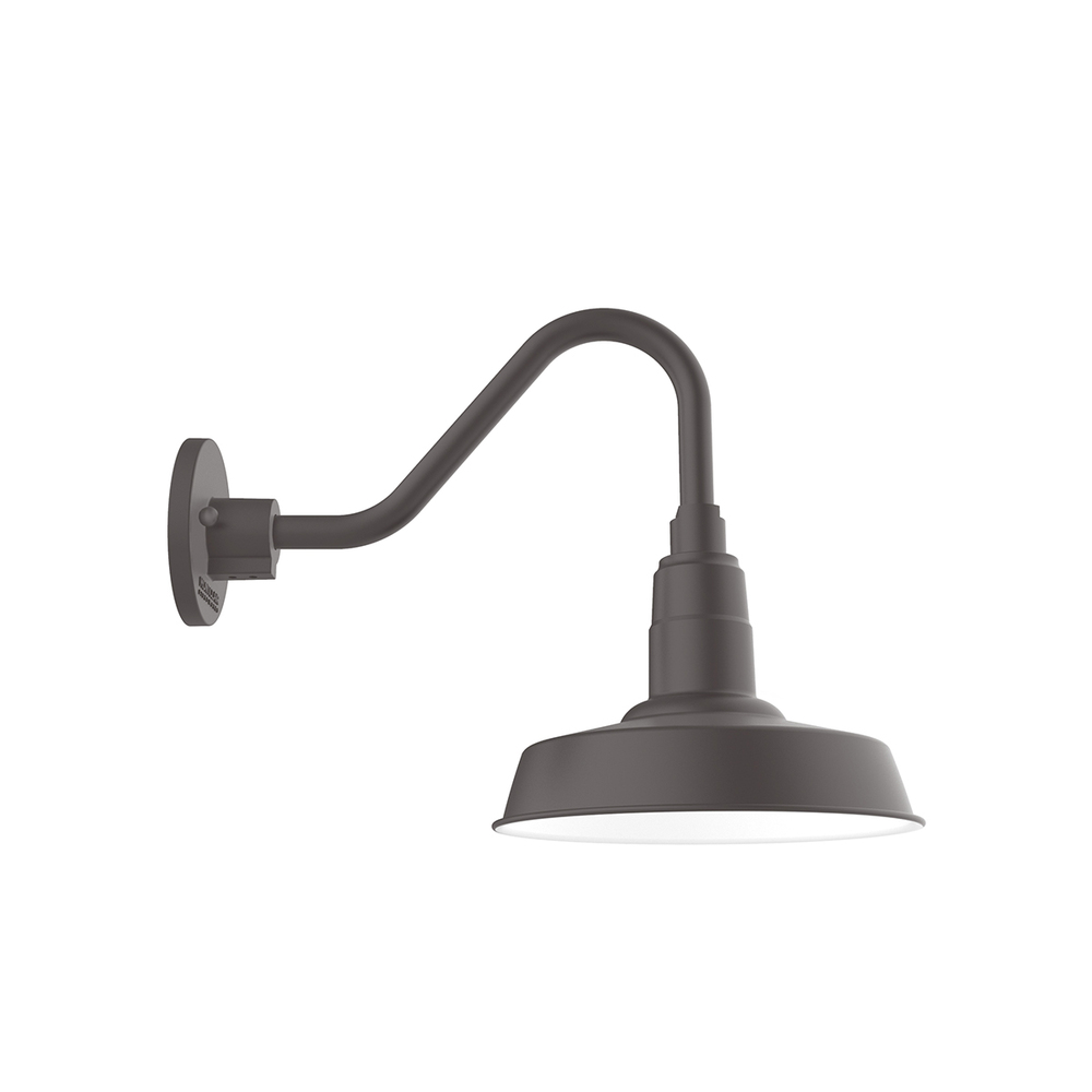 10" Warehouse shade, LED Gooseneck Wall mount with wire grill, Bronze Matte