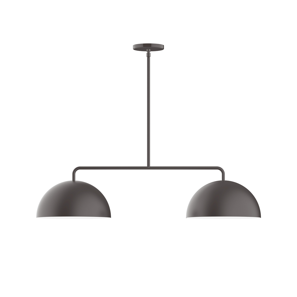 2-Light Arcade Linear Pendant with 6 inch White Opal Glass Globe Globe, Bronze Matte