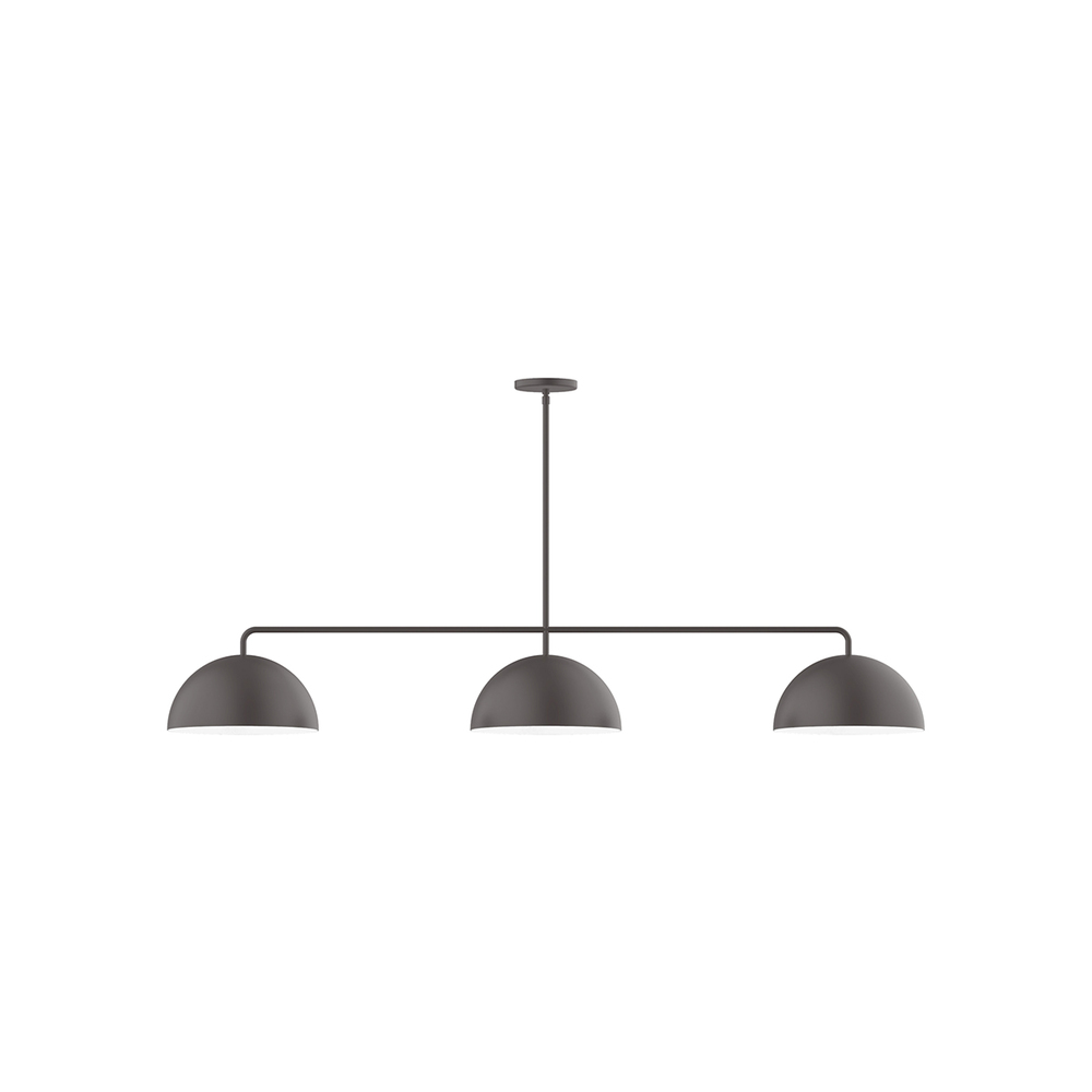 3-Light Arcade Linear Pendant with 6 inch White Opal Glass Globe Globe, Bronze Matte