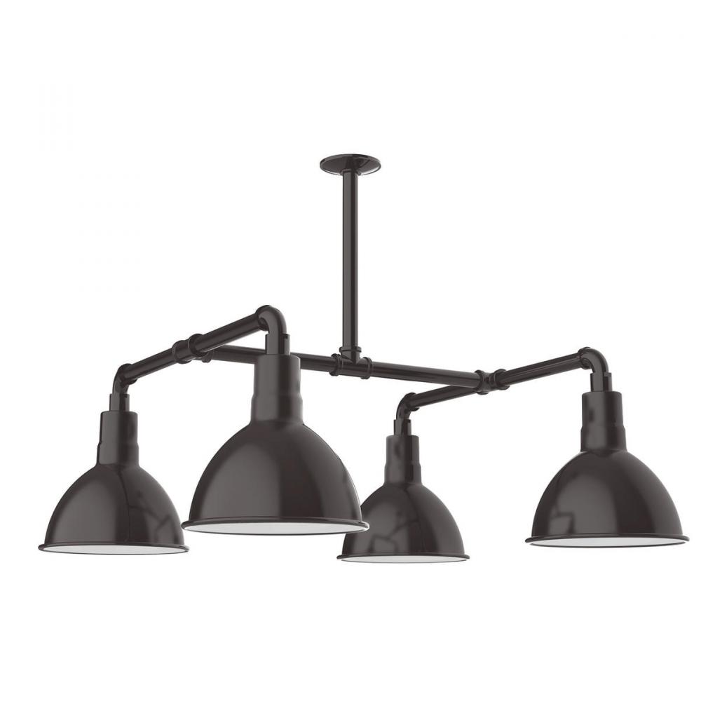 10" Deep Bowl shade, 4-light stem hung pendant with clear glass and cast guard, Architectural Br