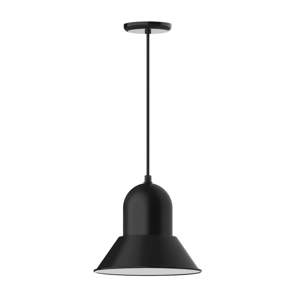 12" Prima shade, pendant with cool tweed fabric cord and canopy, Black