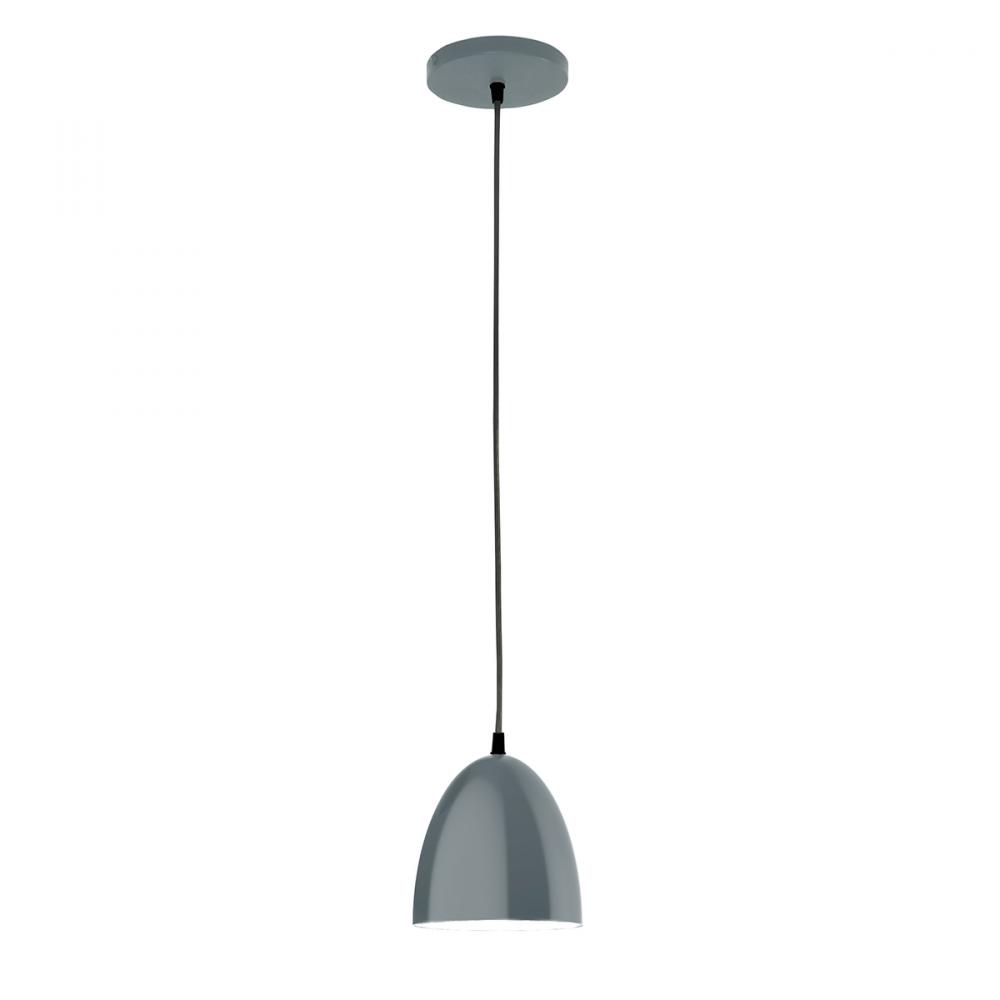 6" Jill shade, black cord with canopy, Slate Gray