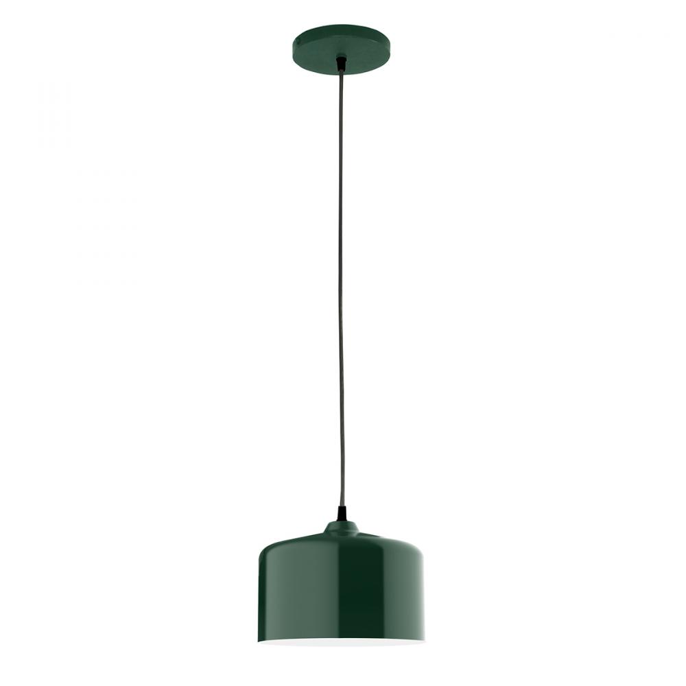 8.5" Julia shade, gray solid fabric cord with canopy, Forest Green