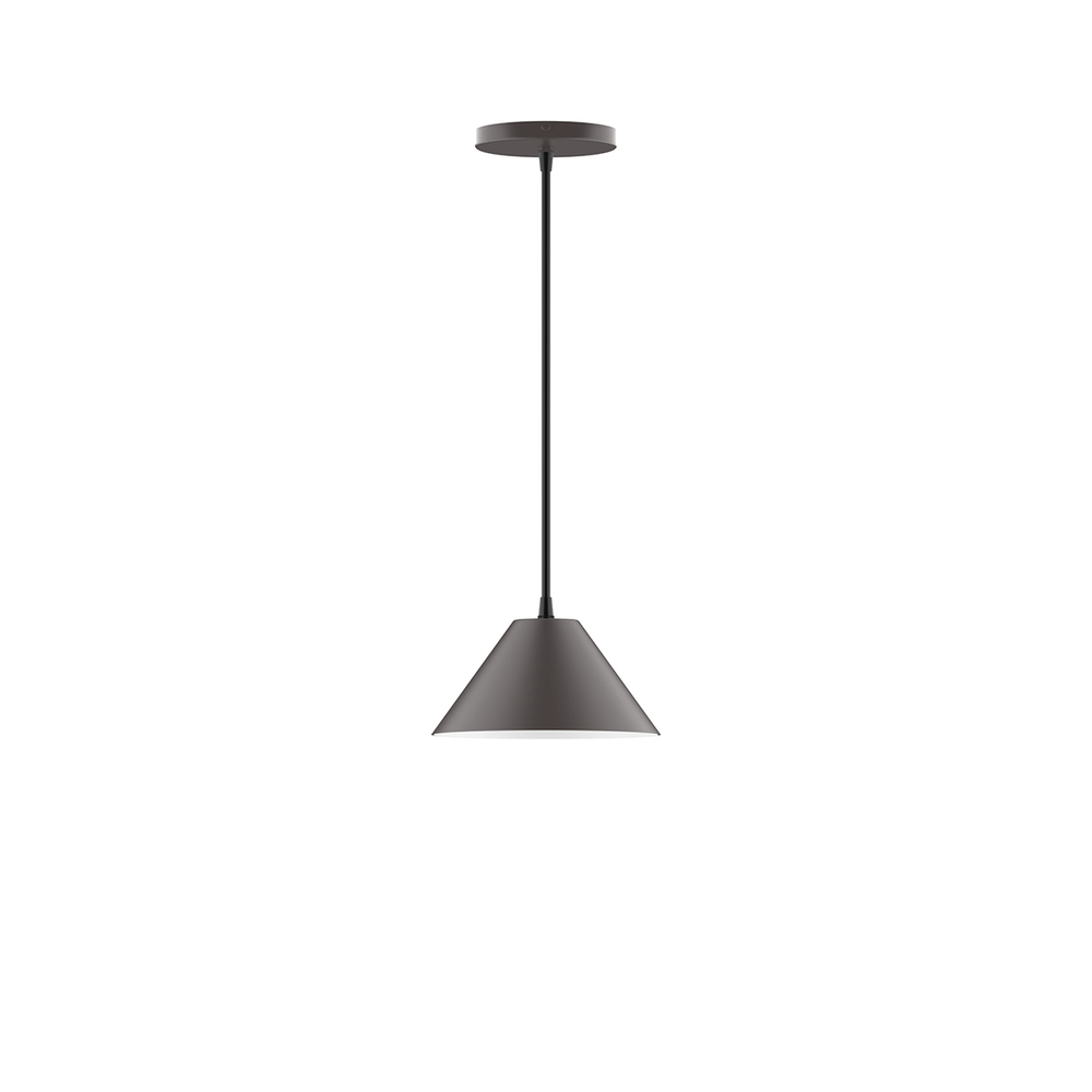 8" Pinnacle LED Pendant, cool tweed fabric cord with canopy, Bronze Matte