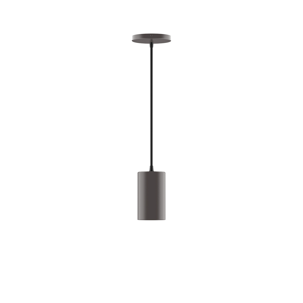 3.5" x 6" Beam LED Pendant, neutral argyle fabric cord with canopy, Bronze Matte