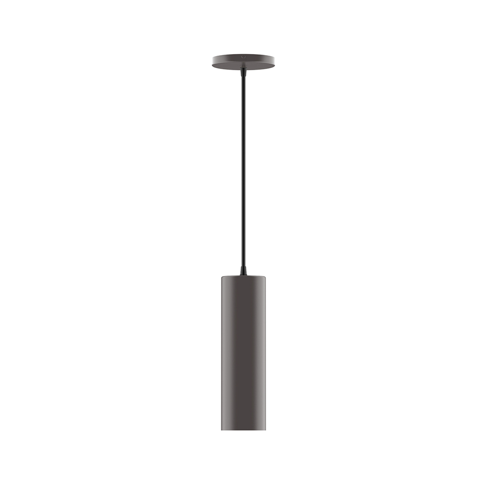 3.5" x 12" Beam Pendant, neutral argyle fabric cord with canopy, Bronze Matte