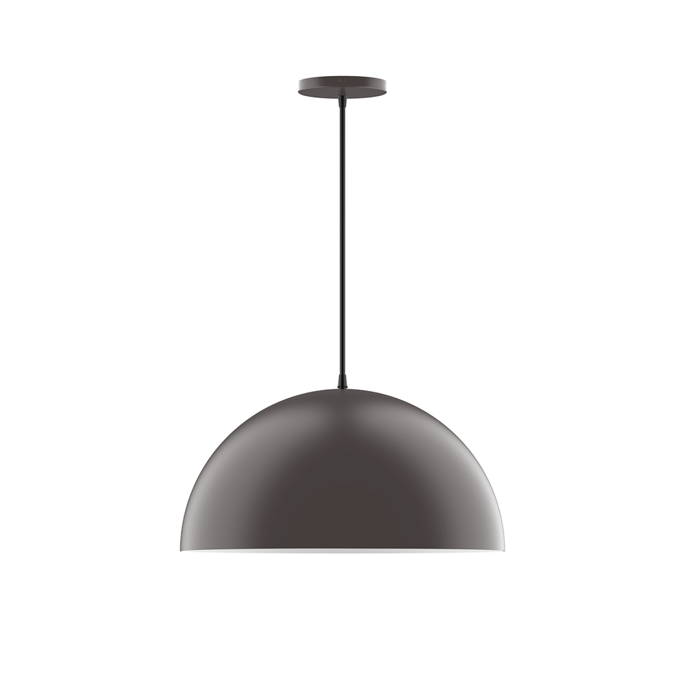 18" Arcade Pendant w/ 6 inch white opal glass globe, white & gray dot fabric cord w/ canopy