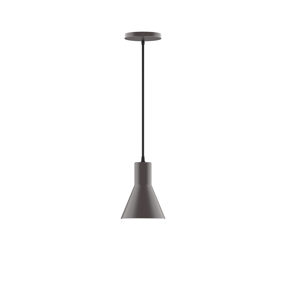 6" Flare Pendant, polished copper fabric cord with canopy, Bronze Matte