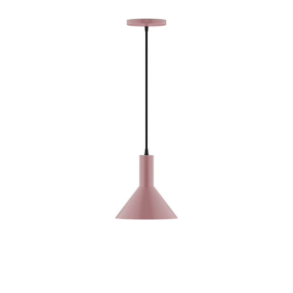 8" Chase Pendant, white fabric cord with canopy, Mauve
