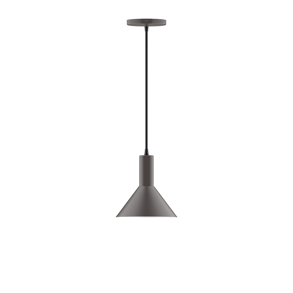 8" Chase Pendant, ivory fabric cord with canopy, Bronze Matte