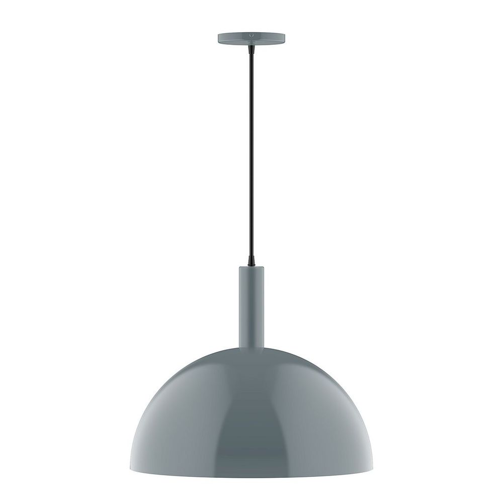 18" Ray Pendant, Gray and Yellow Dot Fabric Cord with canopy, Slate Gray