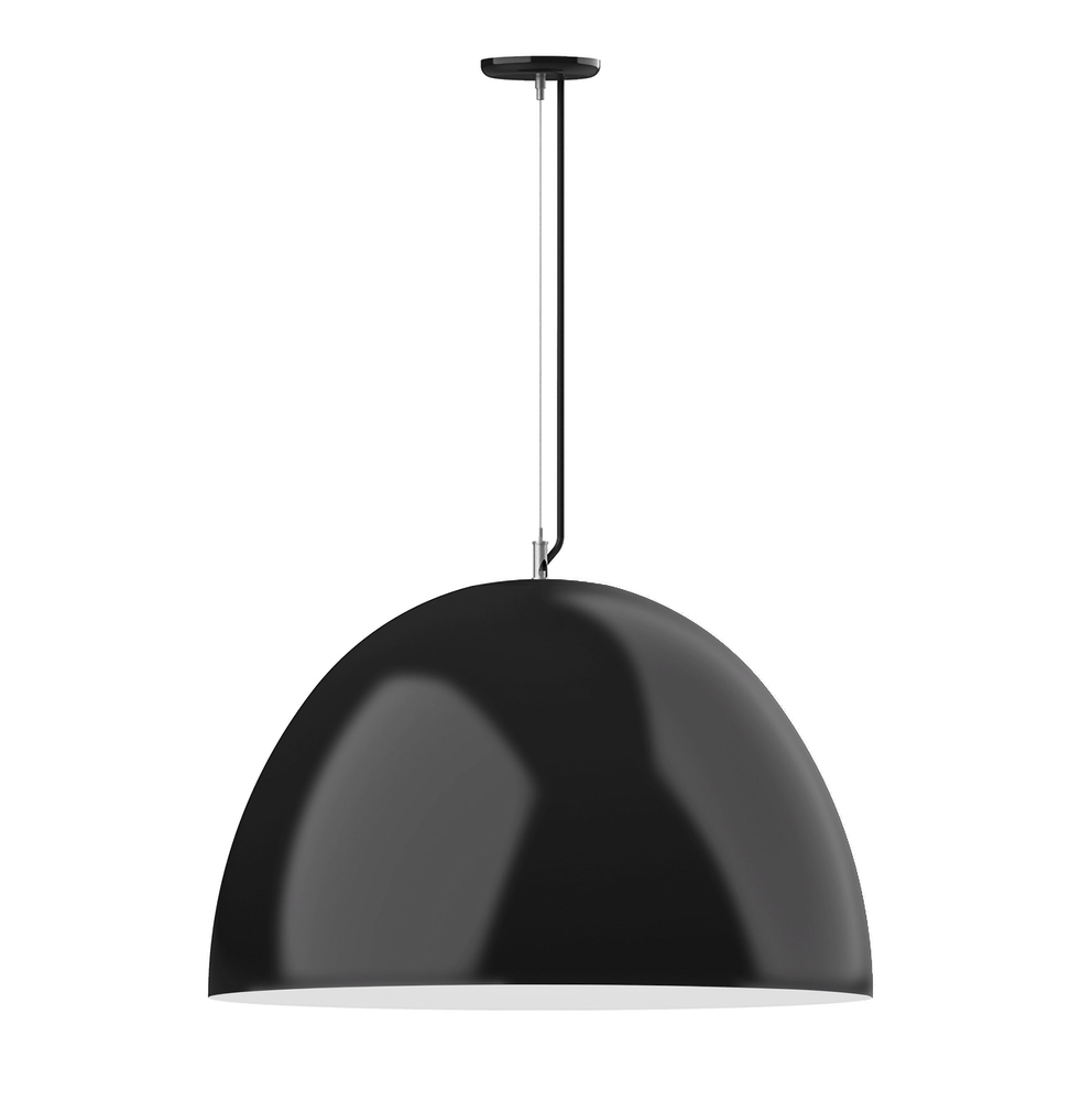 30" XL Choices Deep Dome Shade, medium base, SS cable, neutral argyle fabric cord with canopy, B