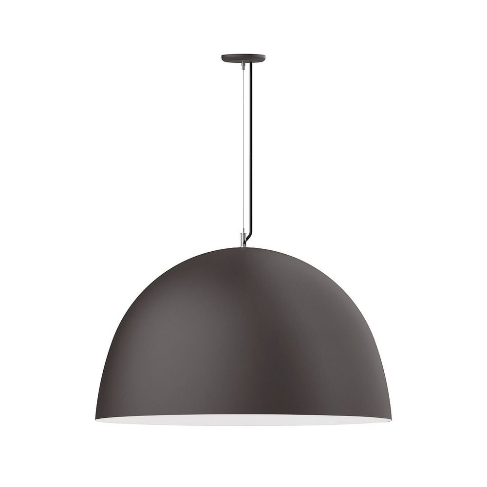 36" XL Choices Deep Dome Shade, medium base, SS cable, Gray & Yellow Dot Fabric Cord w/ canopy