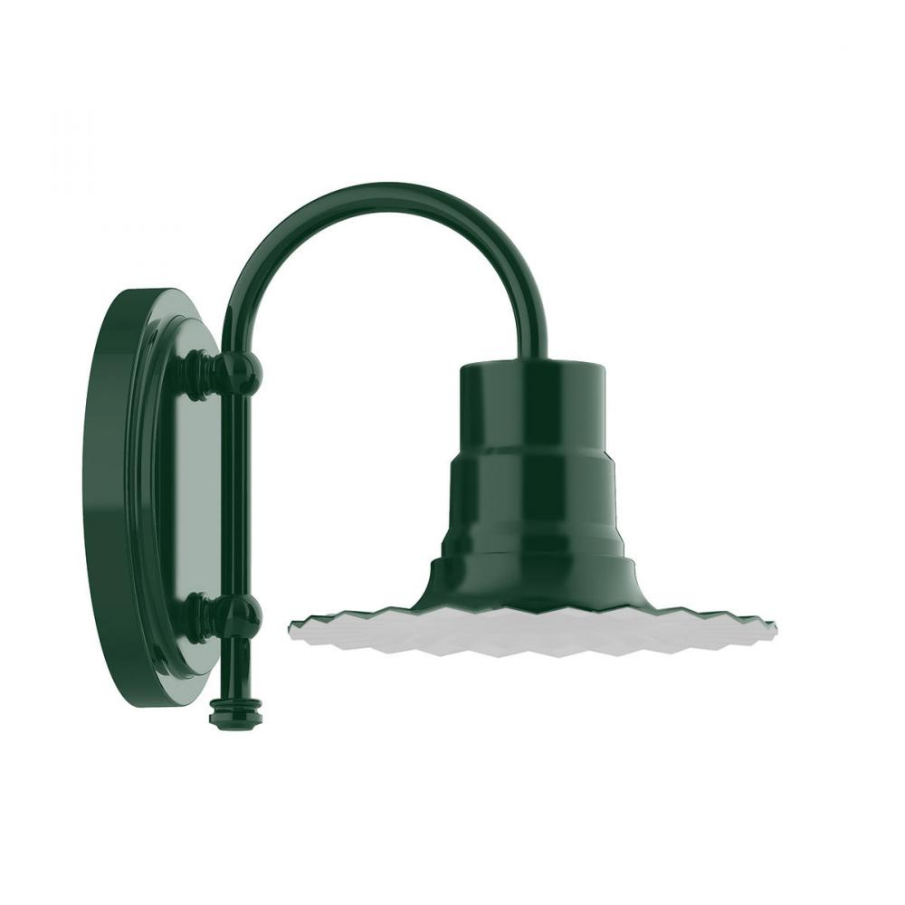 8" Radial shade, wall mount sconce, Forest Green