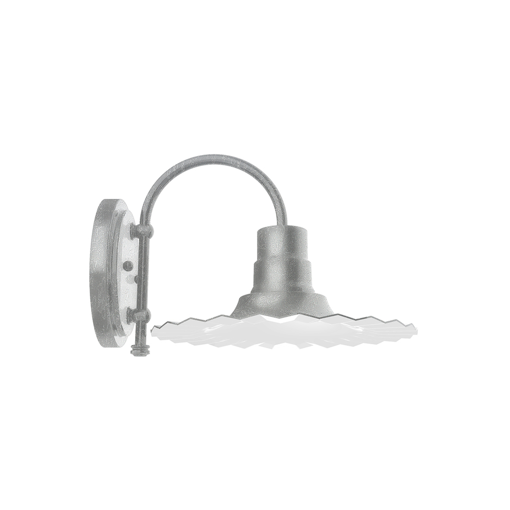 12" Radial shade, wall mount sconce with Frosted Glass and guard, Painted Galvanized