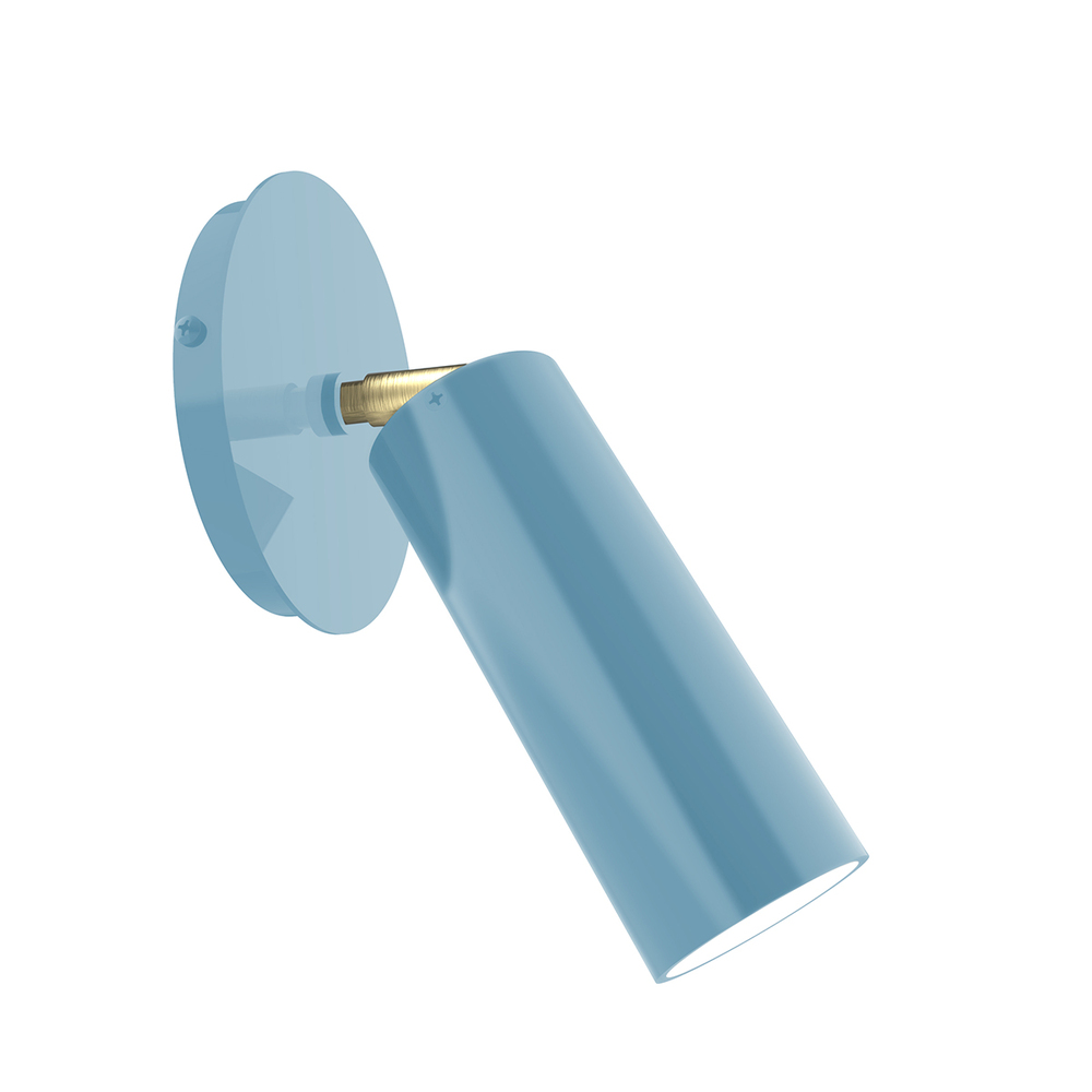 Martin Adjustable Wall Sconce, Light Blue with Brushed Brass Swivels