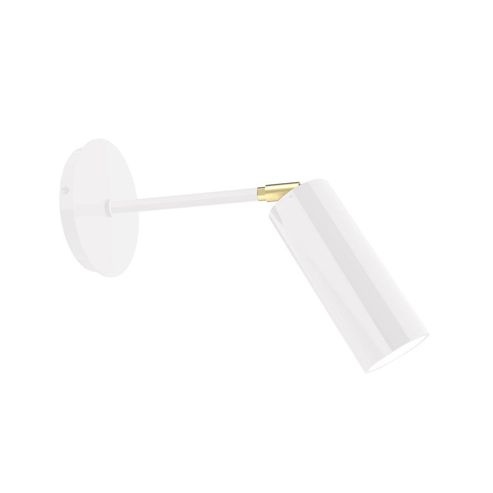 Martin Adjustable Wall Sconce, White with Brushed Brass Swivels