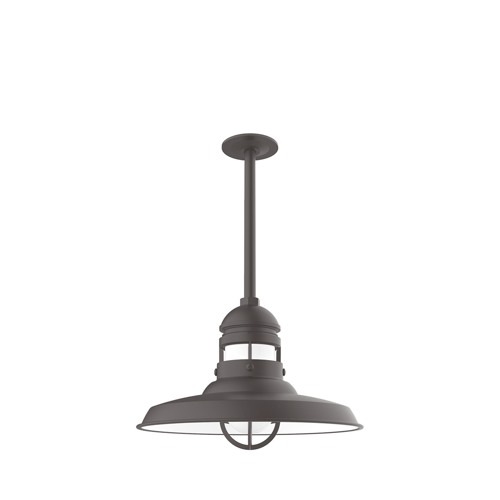 14.5" Liberty shade, stem mount pendant with canopy, Frosted Glass, Bronze Matte