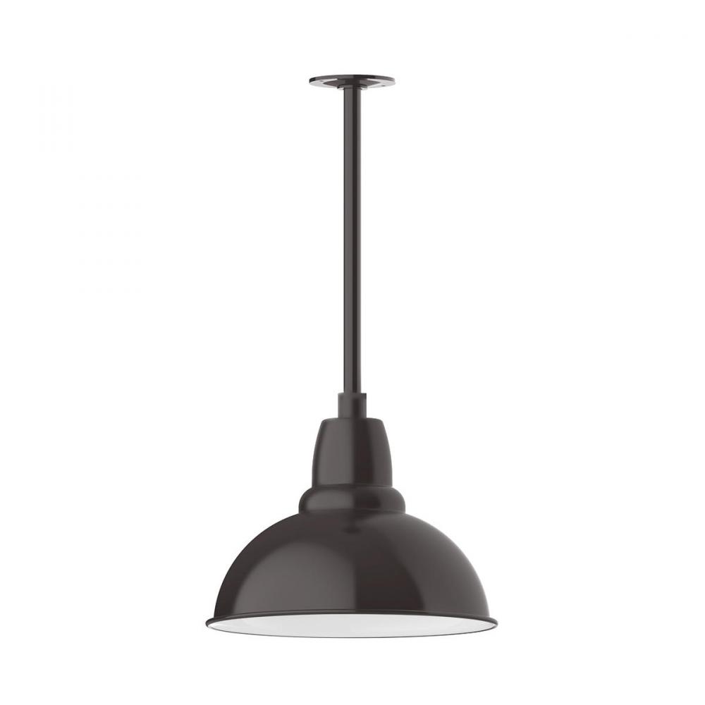 14" Cafe shade, stem mount pendant with canopy with clear glass and cast guard, Architectural Br