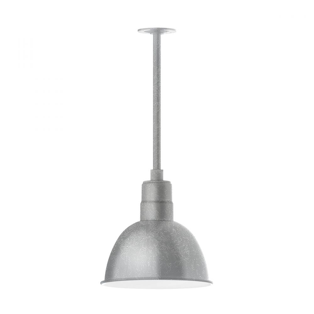 12" Deep Bowl shade, stem mount pendant with canopy, Painted Galvanized