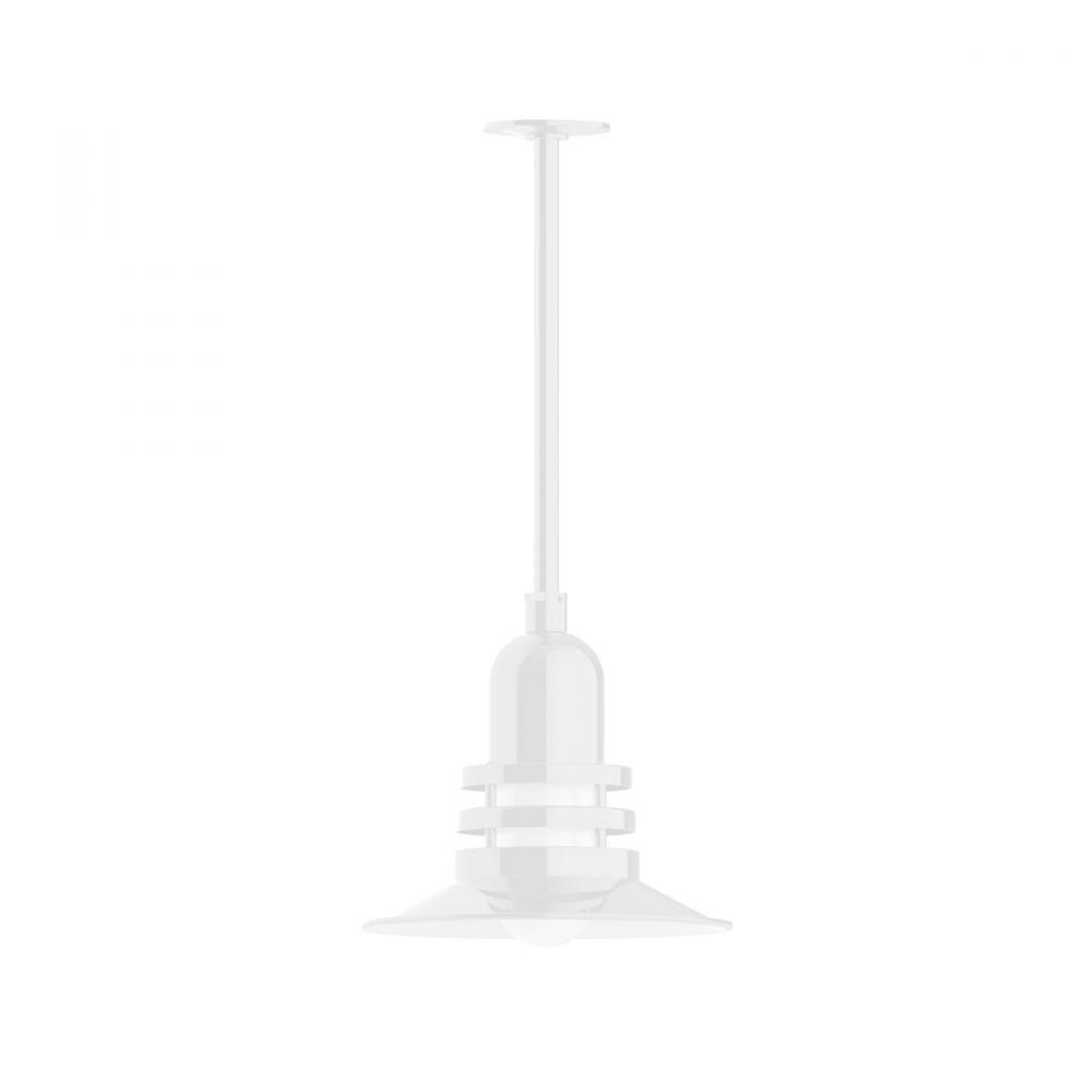 12" Atomic shade, stem mount pendant with canopy, White