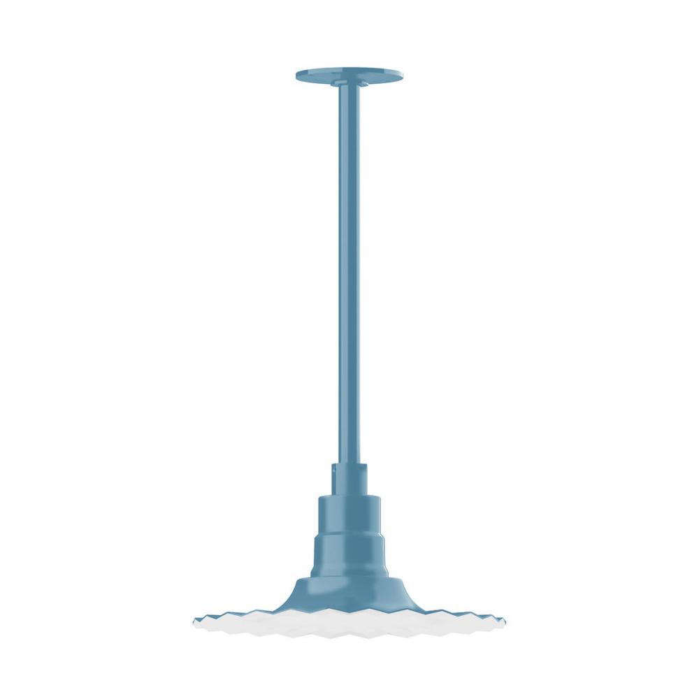12" Radial shade, stem mount pendant with canopy, Light Blue