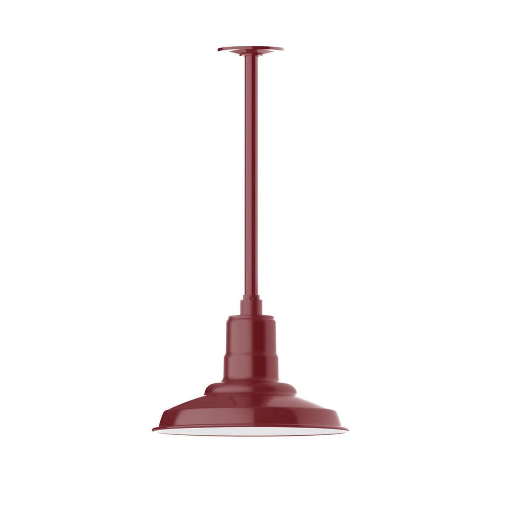 12" Warehouse shade, stem mount pendant with canopy, Barn Red