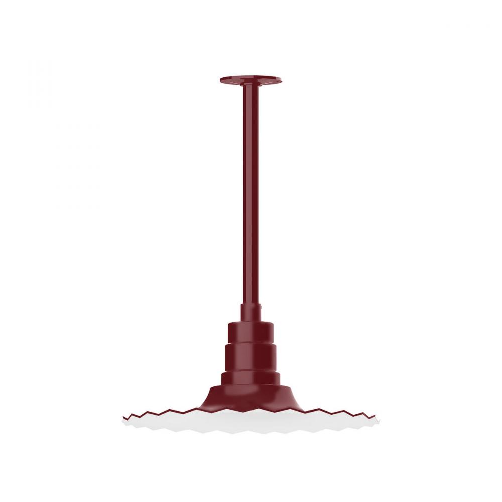 16" Radial shade, stem mount pendant with canopy, Barn Red