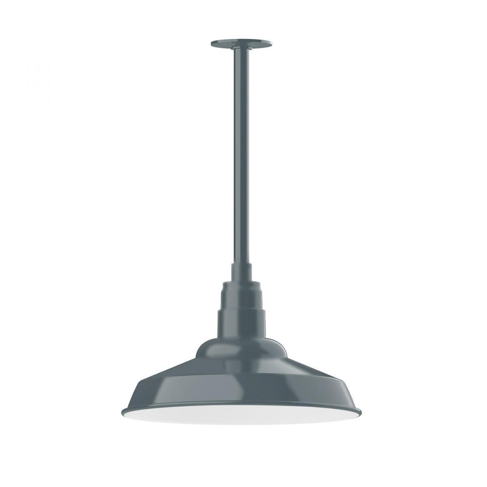 16" Warehouse shade, stem mount pendant with canopy, Slate Gray